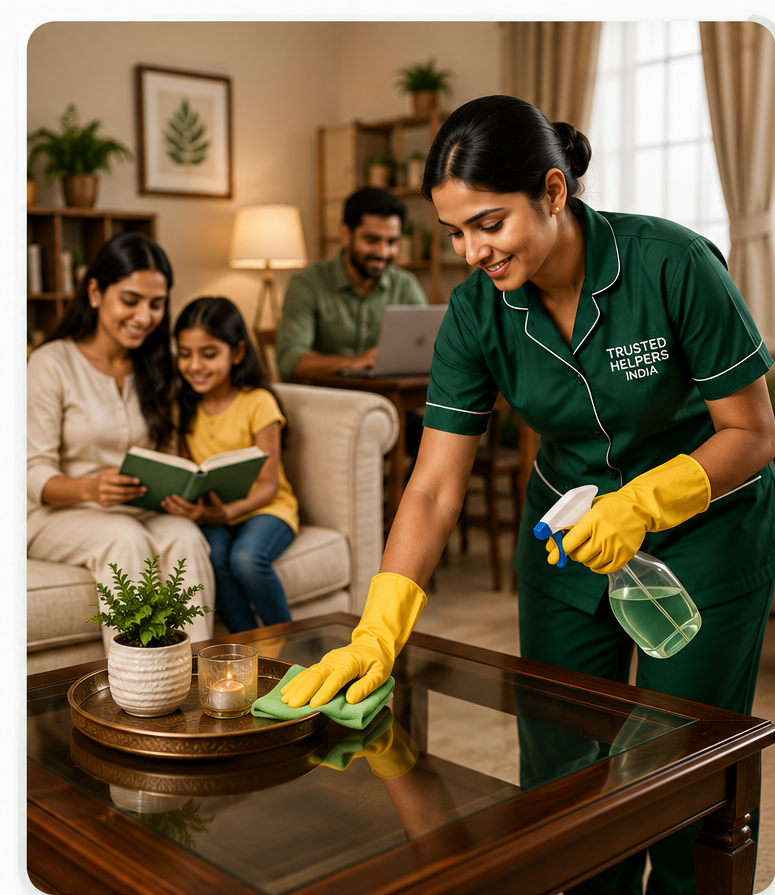 Trusted Helpers India helper cleaning home
